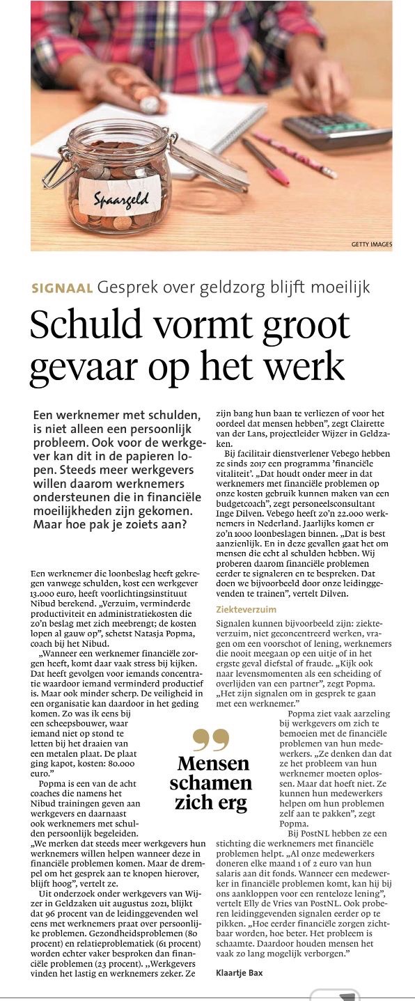 schuld vormt groot gevaar op werk